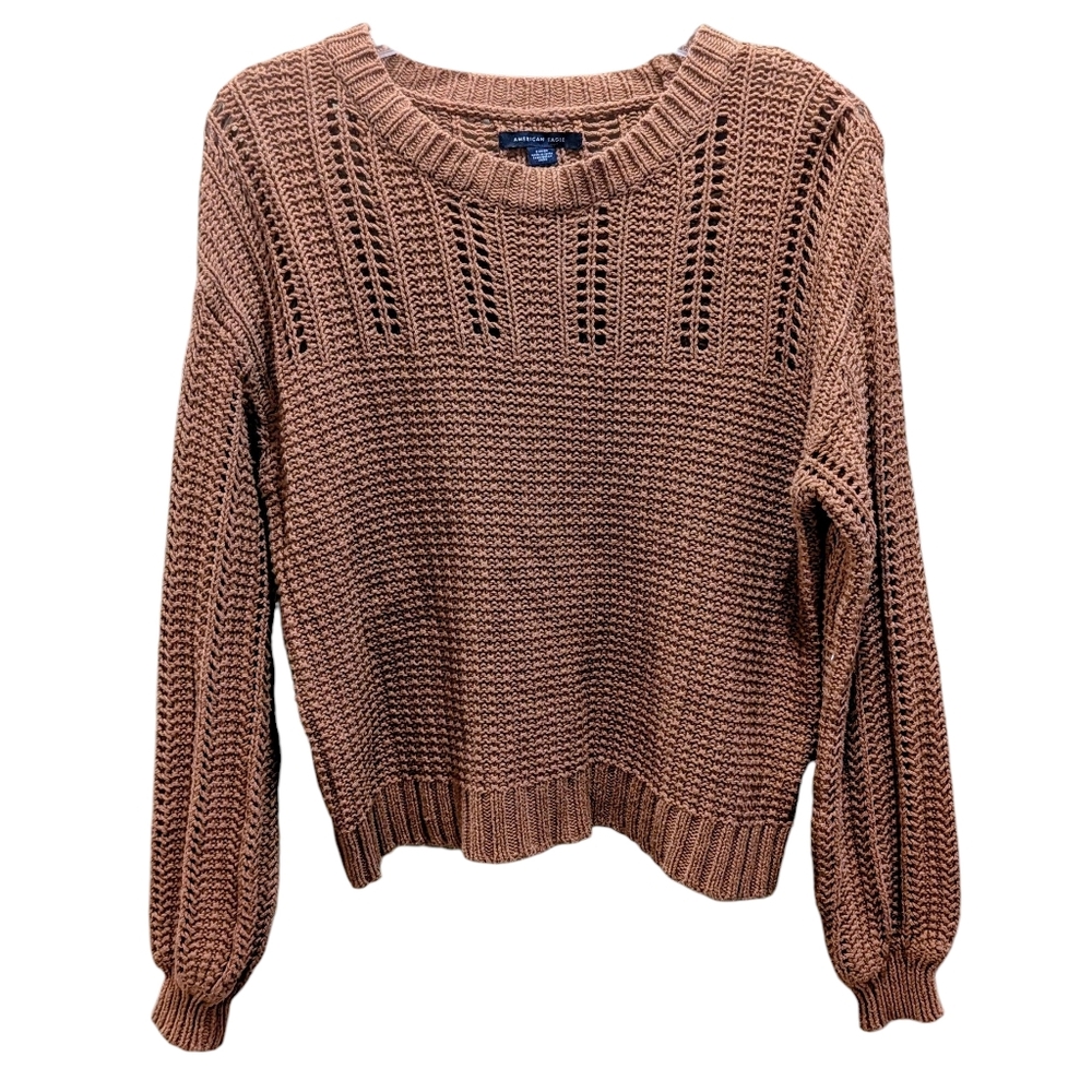 American Eagle Outfitters Textured Knit Sweater in Rust Orange Small